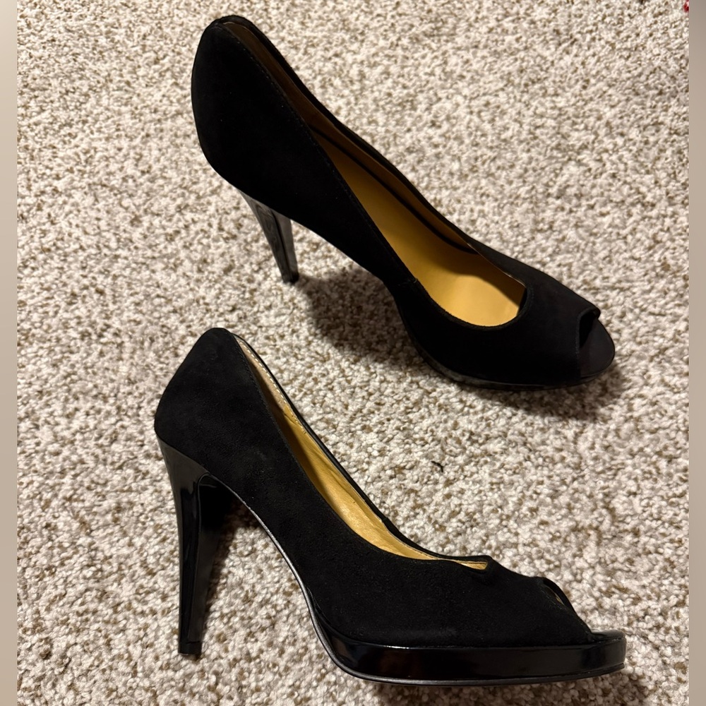 Nine West Black Peep-Toe Heels